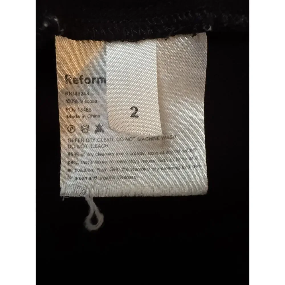 Reformation Delevan Puff Sleeve Crepe Top Black Women's Size 2